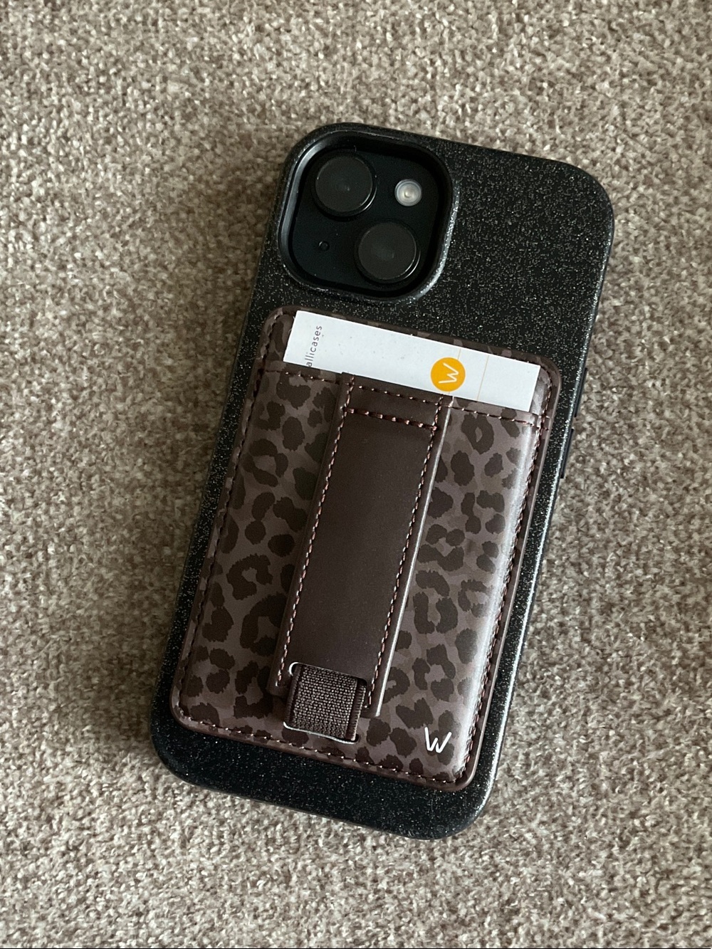 Leopard Print Card Holder Phone Wallet with Clip - Brown